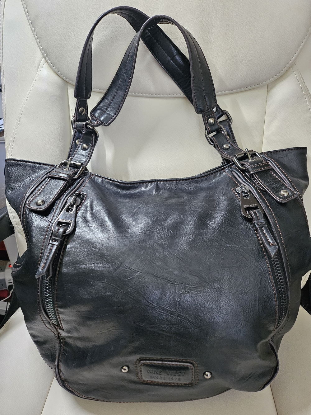 Nine West Black Man-made Leather Tote Handbag